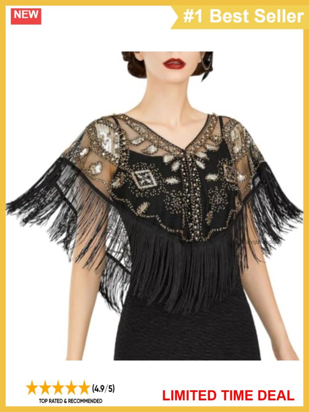 Sequin Beaded Flapper Shawl Wrap Evening Capelet Cover Up